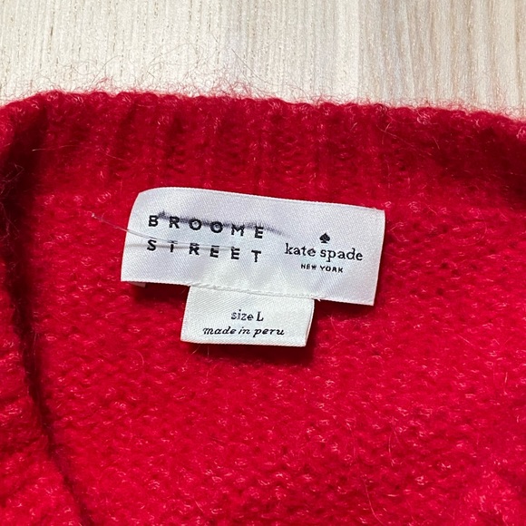 Kate Spade Broome Street Red Airy Alpaca Tassel Oversize Sweater - Picture 3 of 6